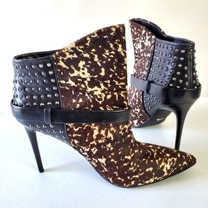 Kenneth Cole Leather Calf Hair Studded Bootie Size 11 Bon Always Stiletto Heel